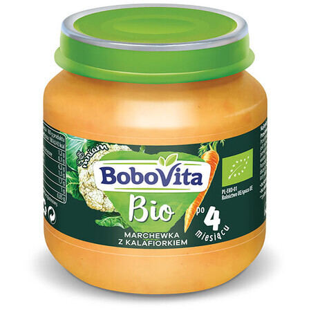 BoboVita Bio Dinner, carote con cavolfiore, dopo 4 mesi, 125 g