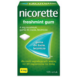 Nicorette Freshmint Gum 4 mg, gomma da masticare medicinale, 105 pezzi