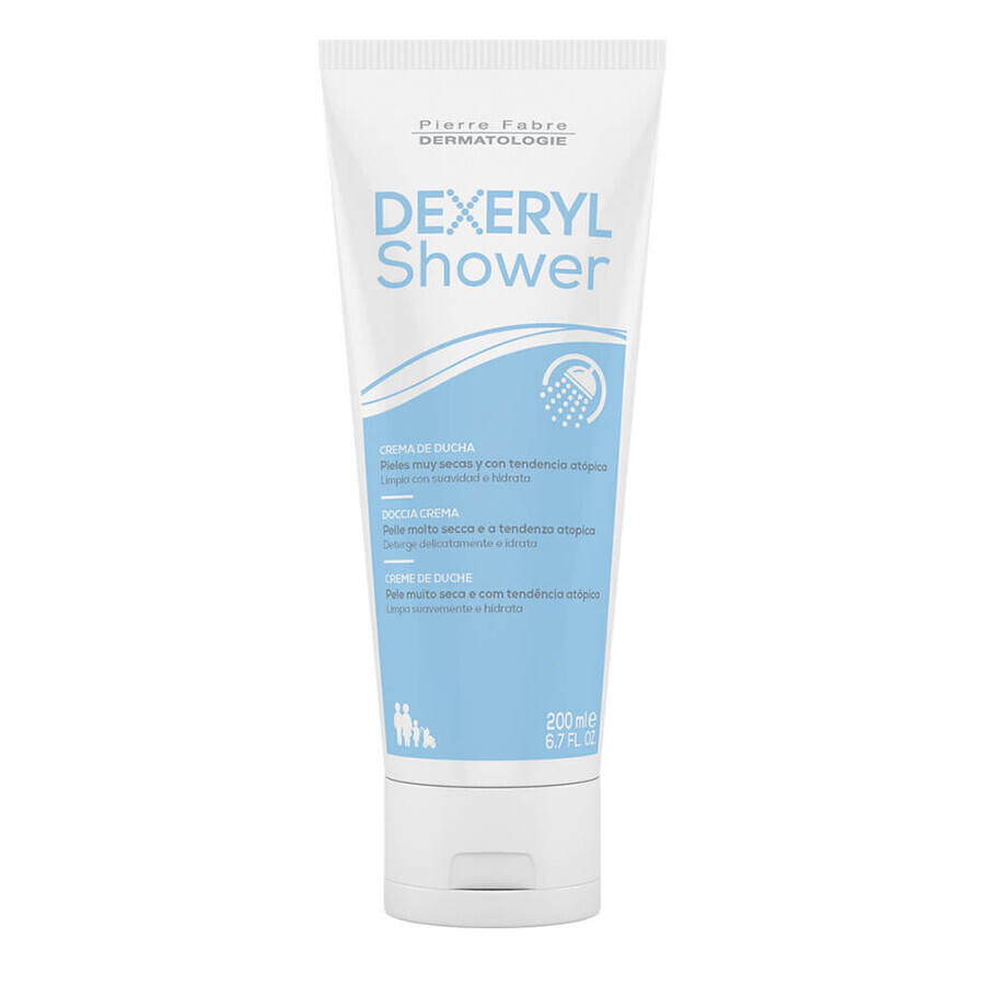 Dexeryl, Doccia, crema detergente per neonati, bambini e adulti, pelle molto secca e atopica, 200 ml