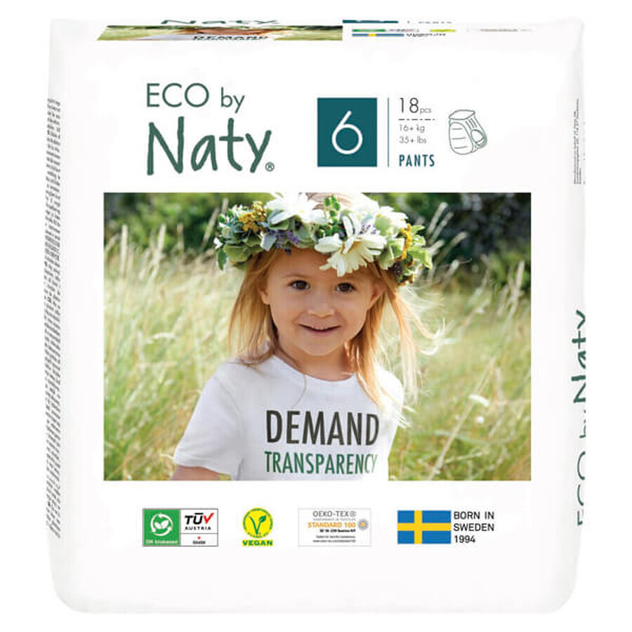 Eco By Naty, pannolini taglia 6, da 16 kg, 18 pz.