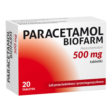 Paracetamol Biofarm 500 mg, 10 tablets