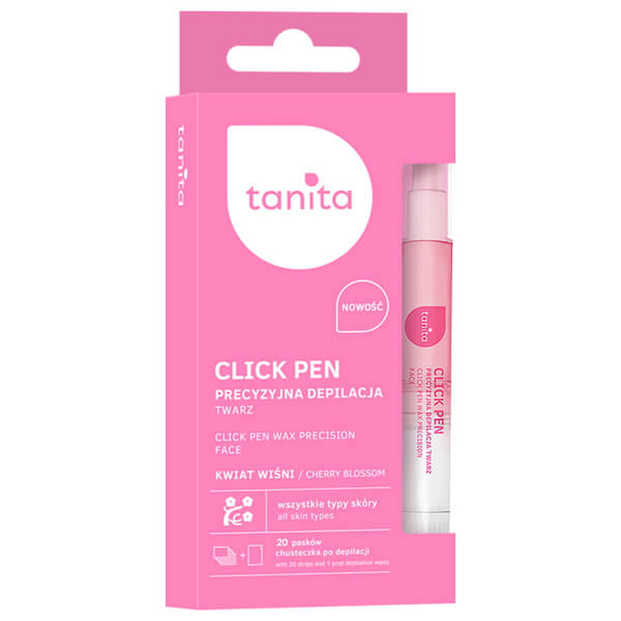 Tanita Click Pen, precision facial hair removal, wax, cherry blossom, 3.6 ml