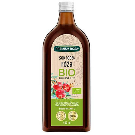 Premium Rosa Wild Rose, succo di frutta 100% biologico, 500 ml