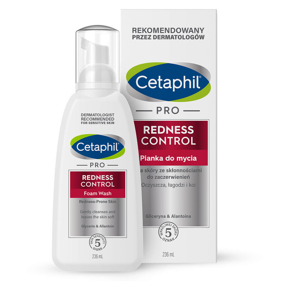 Cetaphil Pro Redness Control, schiuma detergente per il viso, pelle sensibile, 236 ml