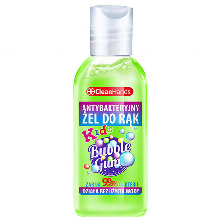 CleanHands, gel antibatterico per le mani dei bambini, bubble gum, 50 ml