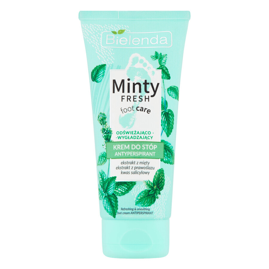 Bielenda Minty Fresh, Trattamento piedi, crema antitraspirante, rinfrescante e levigante, 100 ml