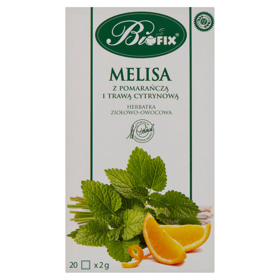 Bi Fix, melissa con arancia e citronella, tisana alle erbe e alla frutta, 20 bustine