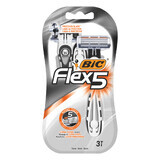 BIC Flex 5, rasoio da uomo, cinque lame, usa e getta, 3 pezzi