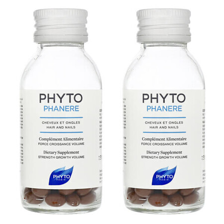 Set Phyto Phytophanere, capsule rinforzanti per capelli e unghie, 2 x 120 capsule