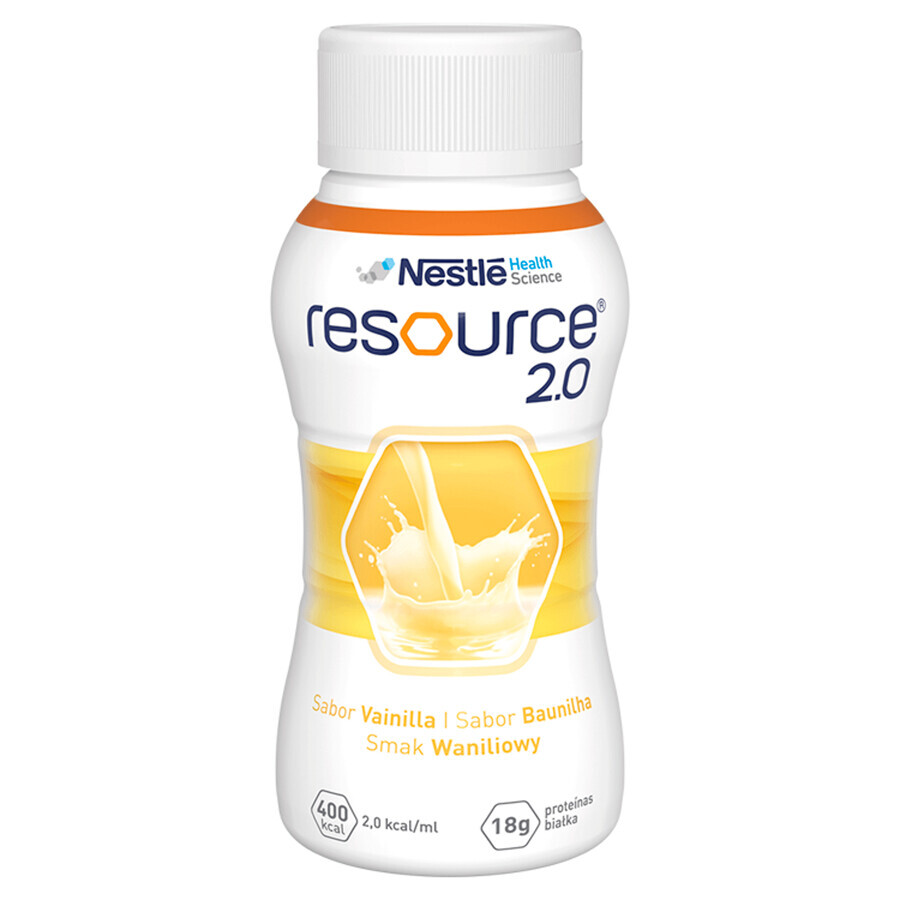 Resource 2.0, preparazione nutrizionale, aroma di vaniglia, 4 x 200 ml