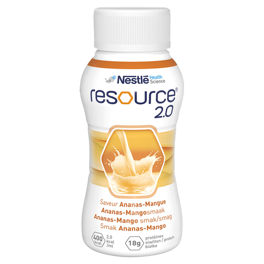 Resource 2.0, preparato nutrizionale, gusto ananas-mango, 4 x 200 ml