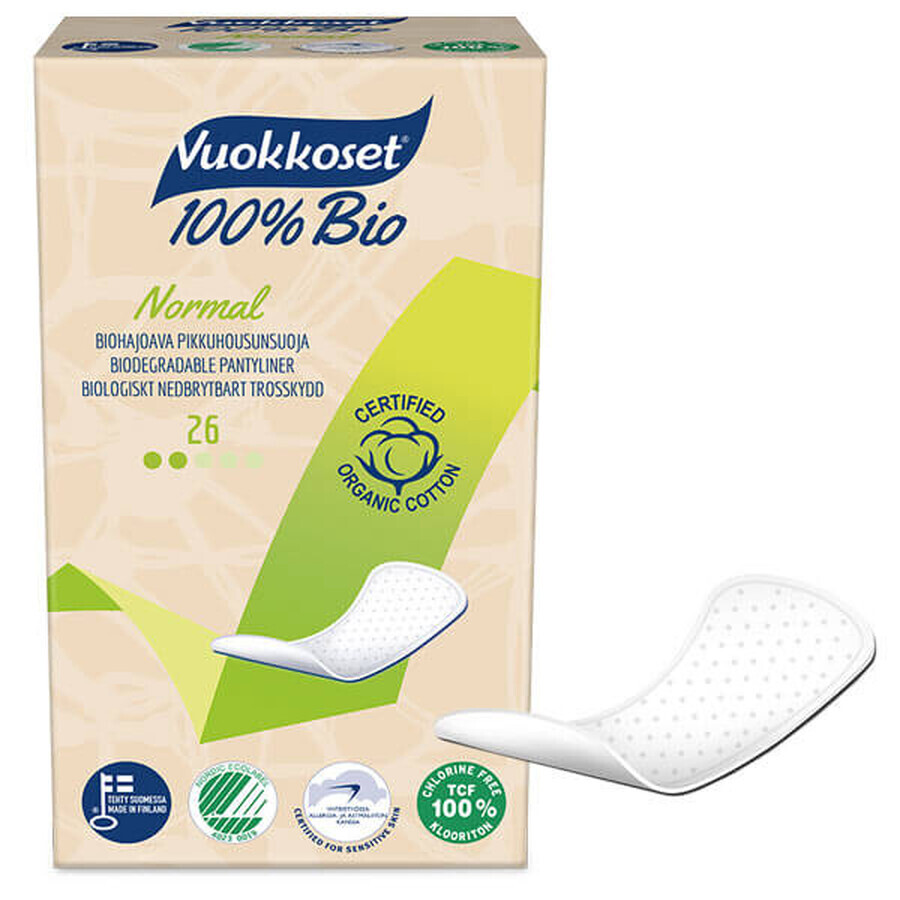 Vuokkoset, assorbenti igienici in cotone biologico, 100% Bio, normali, 26 pezzi