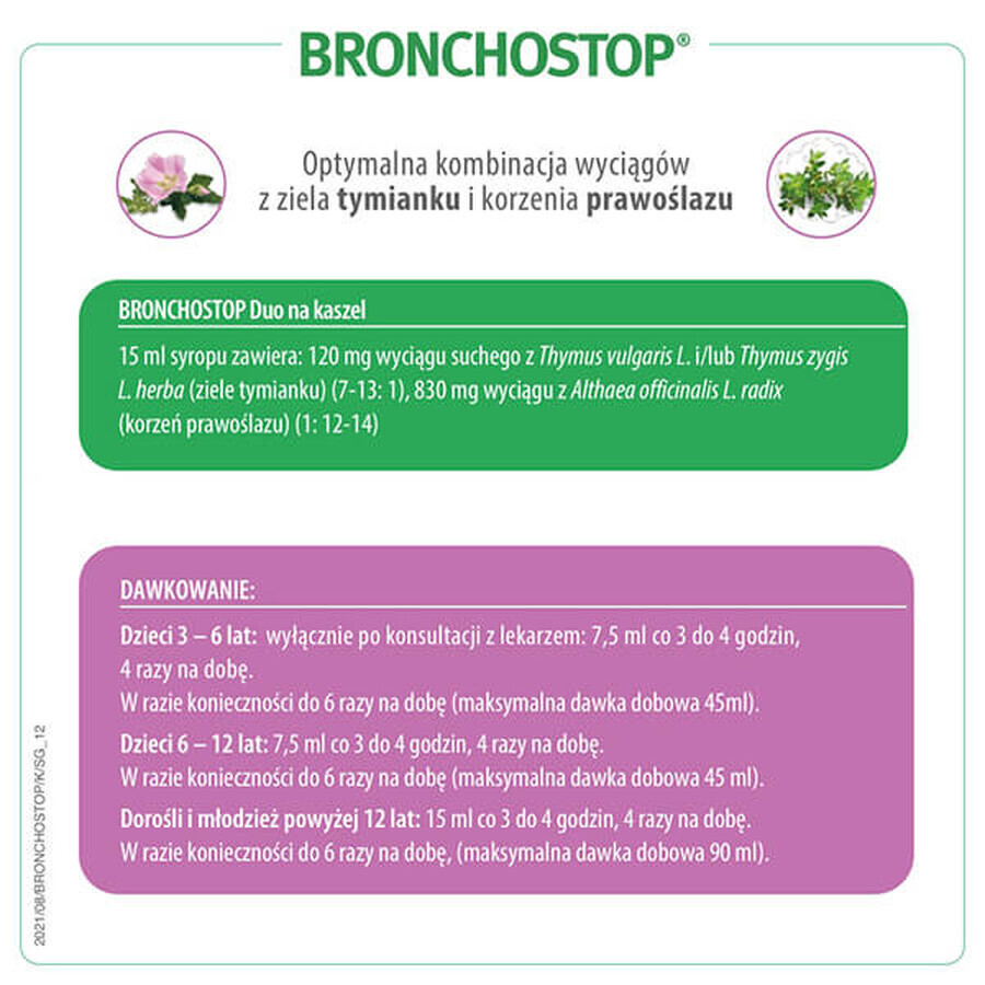 Bronchostop Duo per la tosse (120 mg + 830 mg)/ 15 ml, sciroppo, 120 ml