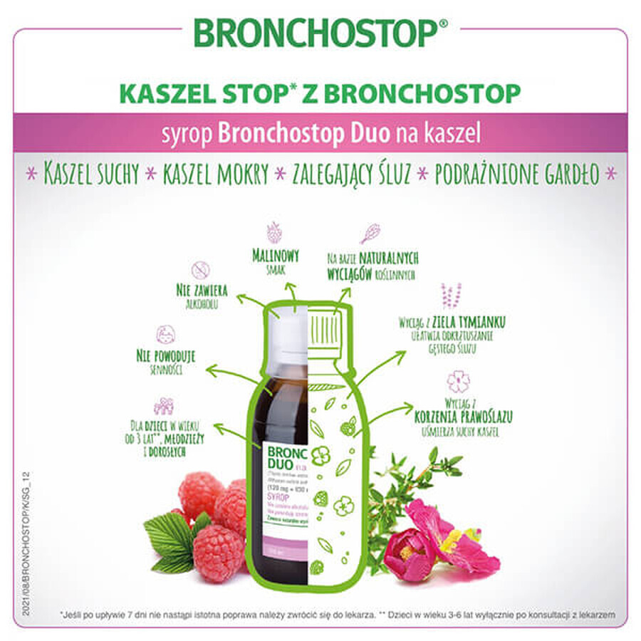 Bronchostop Duo per la tosse (120 mg + 830 mg)/ 15 ml, sciroppo, 120 ml