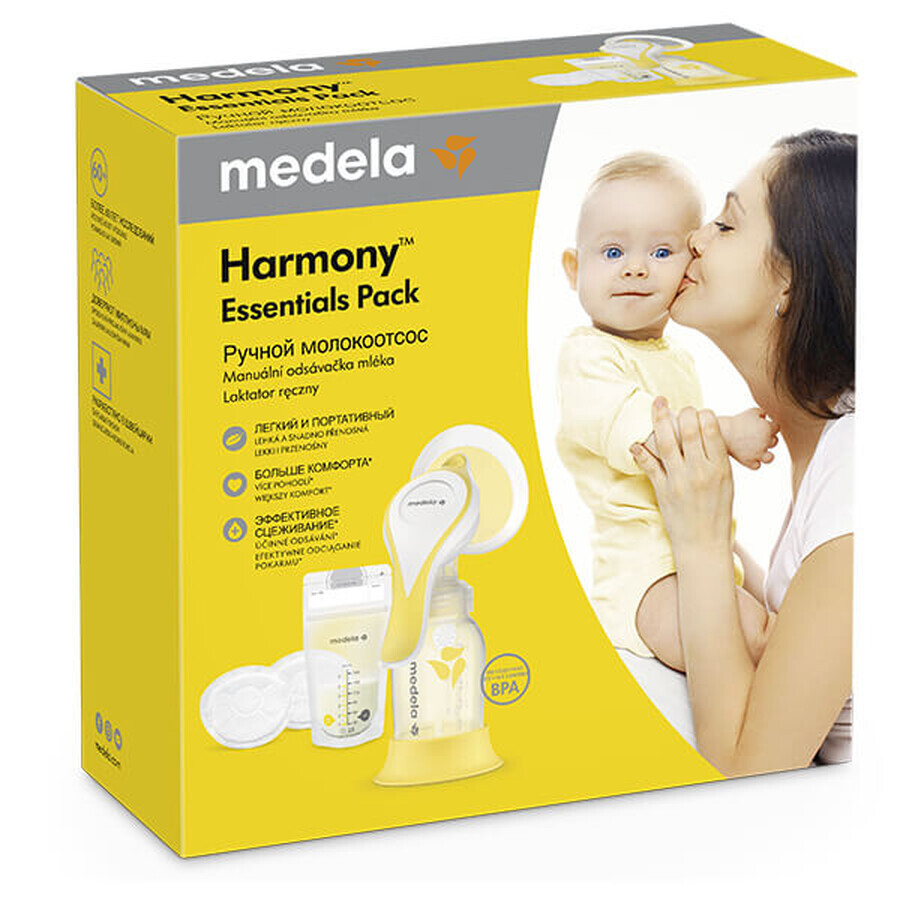 Medela Harmony Flex, manual breast pump, 2 phases + set of essential accessories