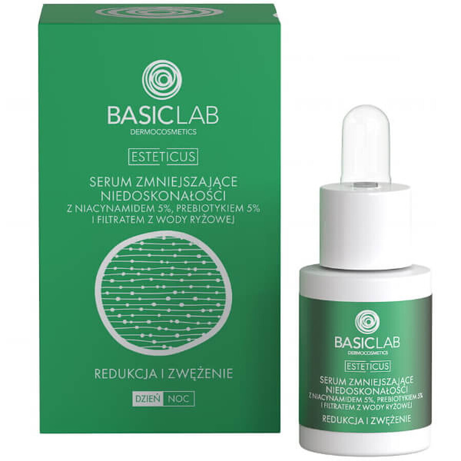 BasicLab Esteticus, siero anti imperfezioni con niacinamide 5%, riduzione e costrizione, 15 ml