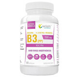 Wish Vitamina B3 (PP) Niacina 500 mg + Prebiotico + L-Leucina Vege, 60 capsule