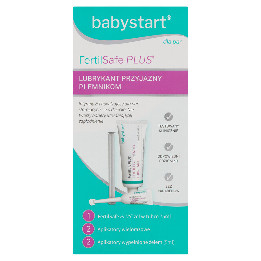 Babystart Fertilsafe Plus, gel idratante intimo per le coppie che cercano di avere un bambino, 75 ml + applicatore, 2 x 5 ml