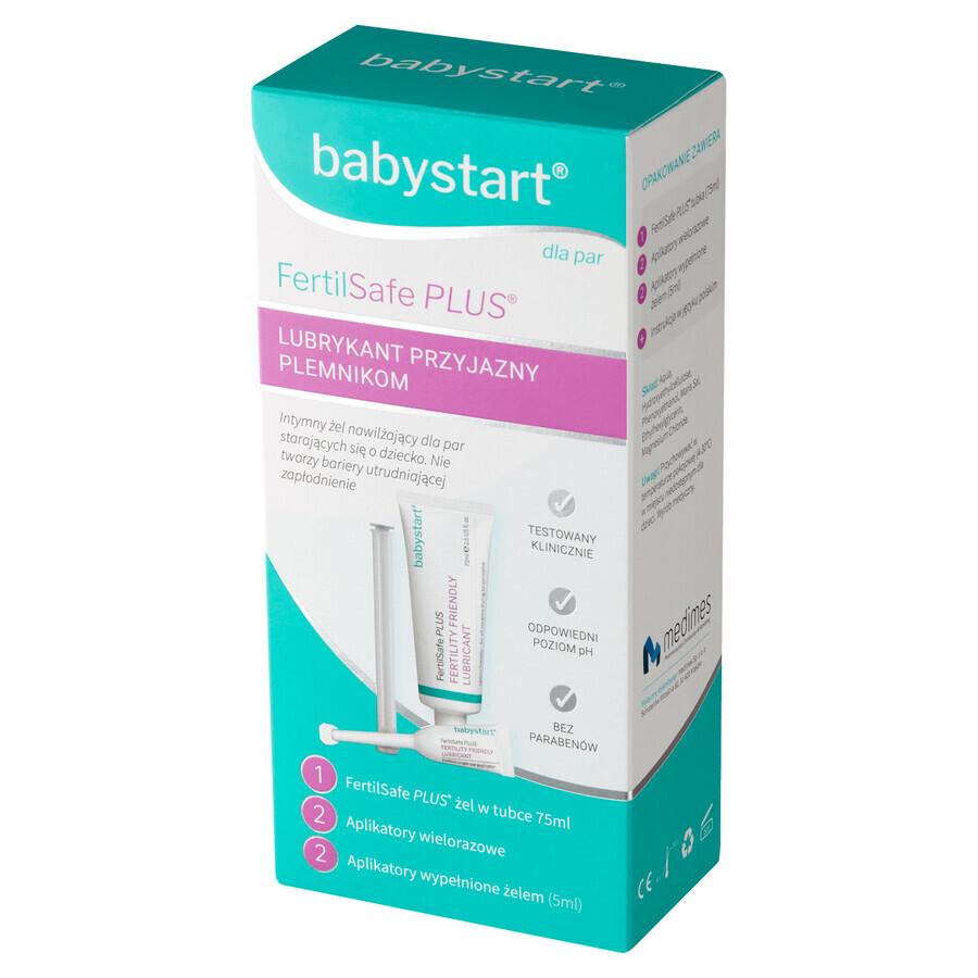 Babystart Fertilsafe Plus, gel idratante intimo per le coppie che cercano di avere un bambino, 75 ml + applicatore, 2 x 5 ml