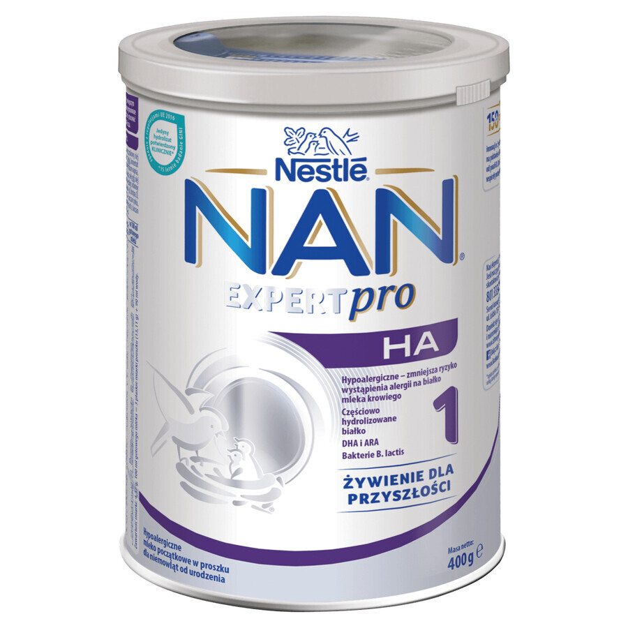 Nestle NAN Expertpro HA 1, latte ipoallergenico per bambini dalla nascita, 400 g