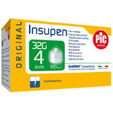 Pic Solution Insupen, aghi per penna da insulina, 32G (0,23 mm) x 4 mm, 100 pezzi