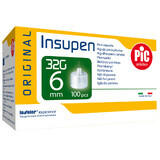 Pic Solution Insupen, aghi per penna da insulina, 32G (0,23 mm) x 6 mm, 100 pezzi