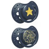 Lovi Stardust, ciuccio, silicone, dinamico, blu, 6-18 mesi, 2 pezzi