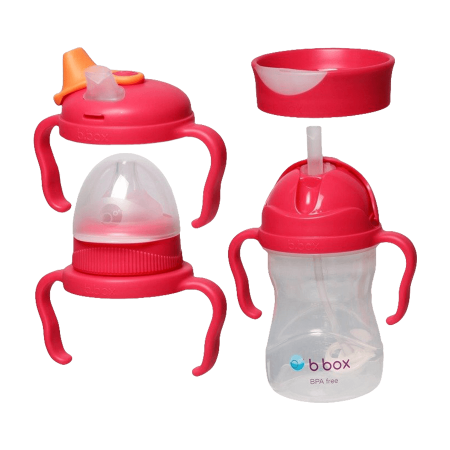 B.Box, vaso para aprender a beber, set 4 en 1, frambuesa, a partir de 4 meses, 240 ml