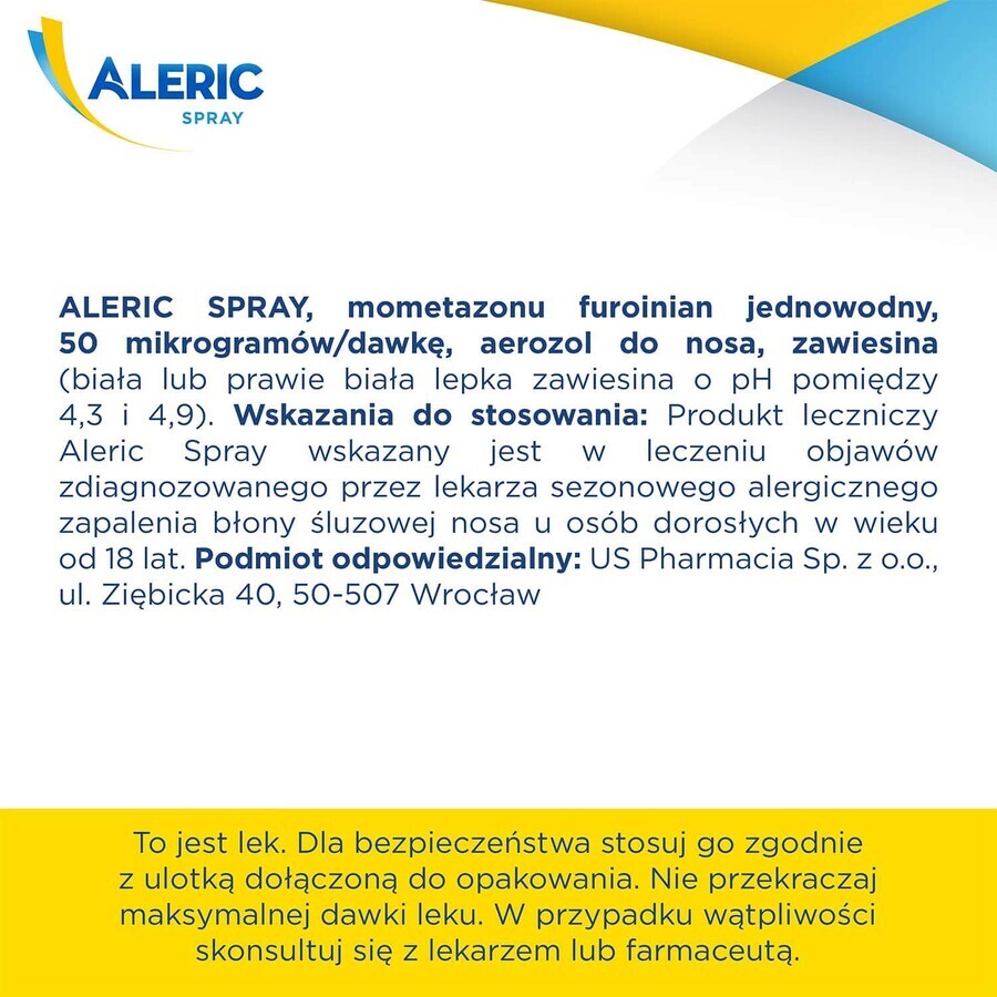 Aleric Spray 50 µg/doză, spray nazal, suspensie, 60 doze