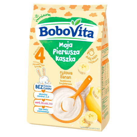 BoboVita Moja Pierwsza Kaszka ryżowa, banana, senza latticini, senza glutine, senza zuccheri aggiunti, 180 g