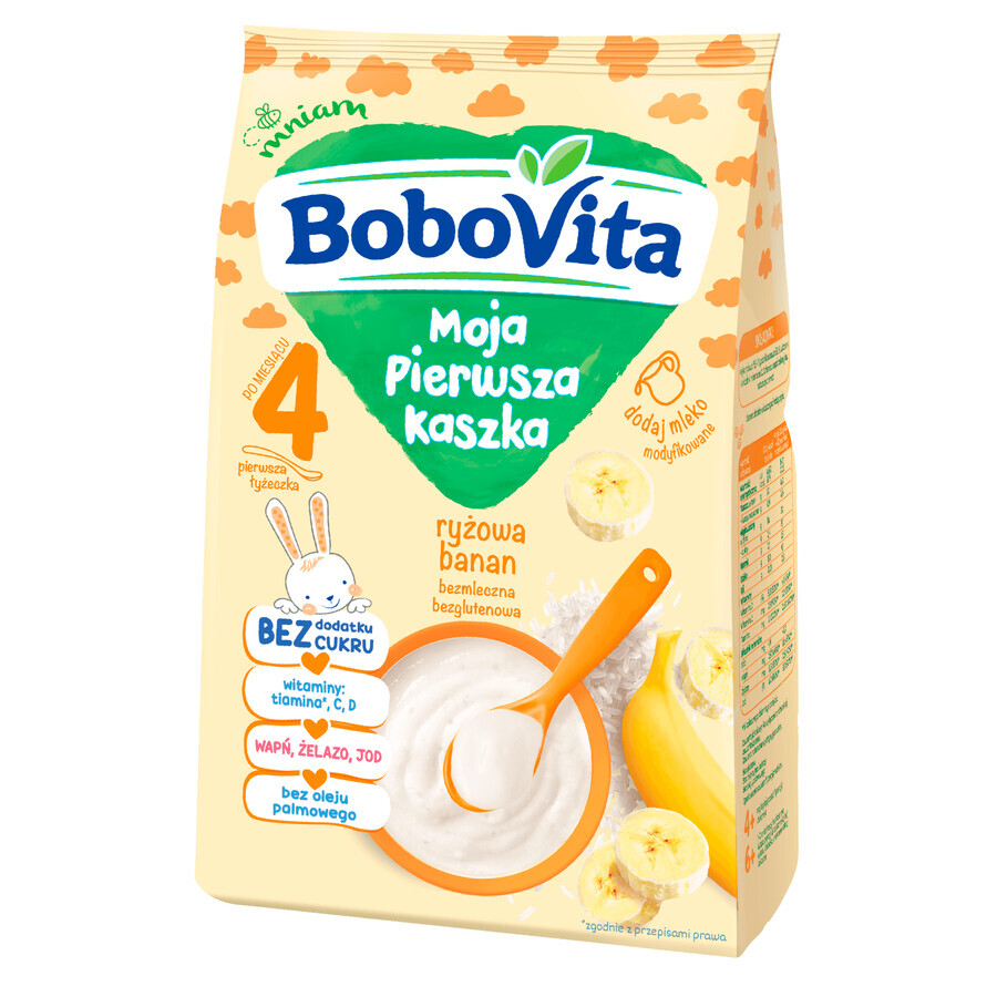 BoboVita Moja Pierwsza Kaszka ryżowa, banana, senza latticini, senza glutine, senza zuccheri aggiunti, 180 g