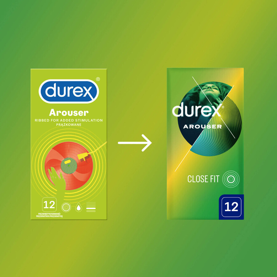 Durex Arouser, preservativi rigati, 12 pezzi