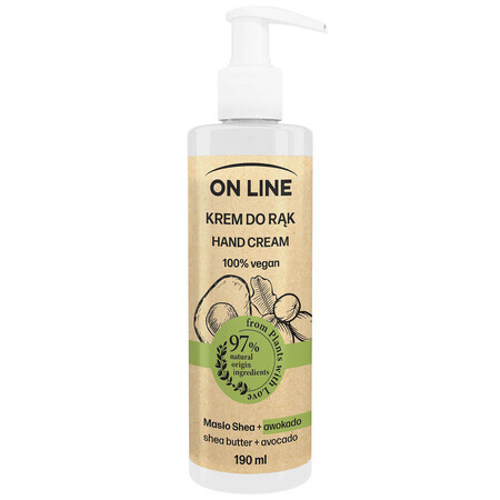 On Line From Plants With Love, Handcreme, Sheabutter und Avocado, 190 ml