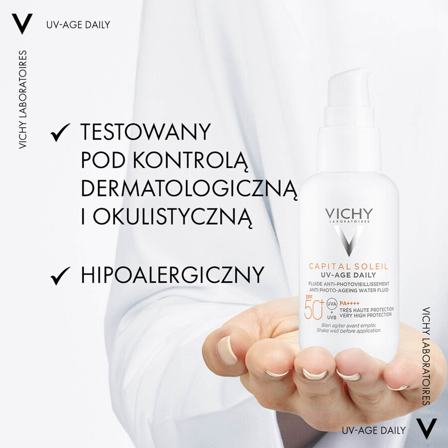 Vichy Capital Soleil UV-Age Daily, fluido anti-foto-invecchiamento, SPF 50+, 40 ml