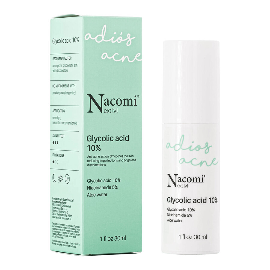 Nacomi Next Level, serum with glycolic acid 10%, for night, 30 ml