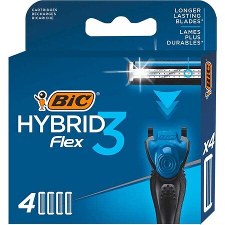 BIC Flex 3 Hybrid, cartuchos reemplazables, 4 piezas