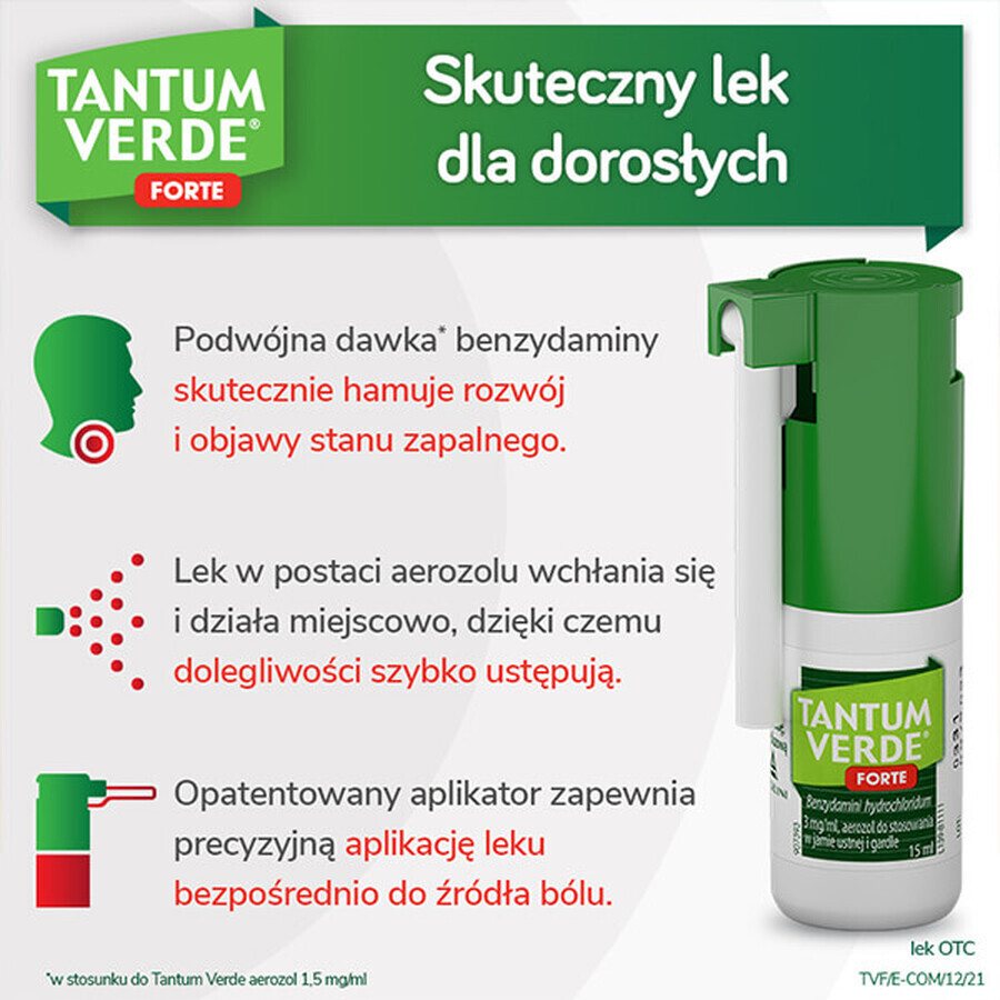 Tantum Verde Forte 3 mg/ml, spray per bocca e gola, 15 ml