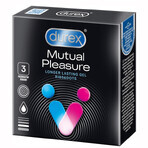 Durex Mutual Pleasure, profilattici con lubrificante per il rapporto sessuale, a coste con bordino, 3 pezzi