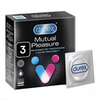 Durex Mutual Pleasure, profilattici con lubrificante per il rapporto sessuale, a coste con bordino, 3 pezzi