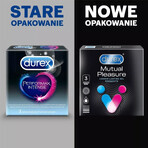 Durex Mutual Pleasure, profilattici con lubrificante per il rapporto sessuale, a coste con bordino, 3 pezzi