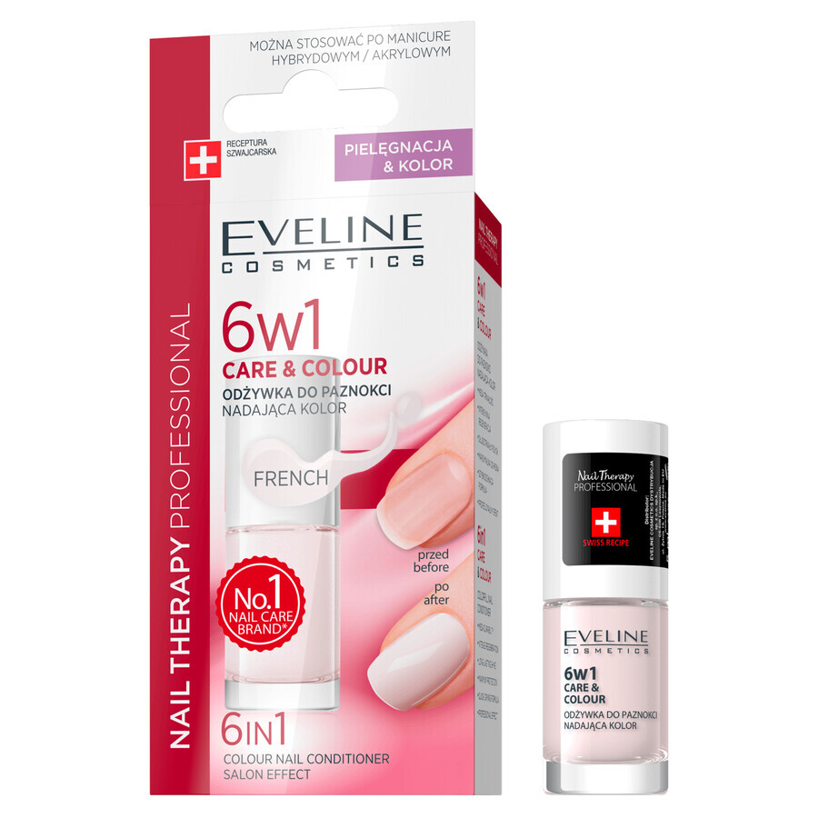 Eveline Cosmetics Nail Therapy, balsamo per unghie 6in1, francese, 5 ml