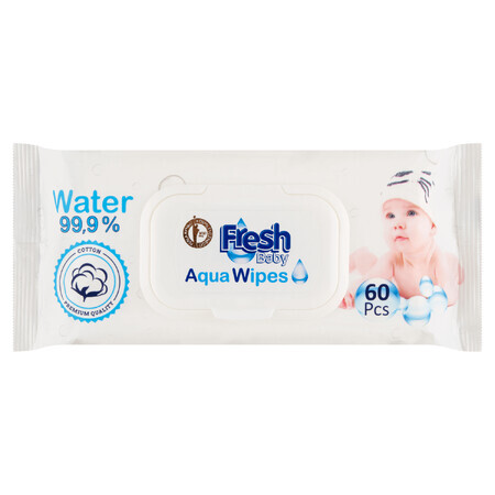 Aqua Wipes Fresh Baby, salviette umidificate con acqua, cotone, 60 pezzi