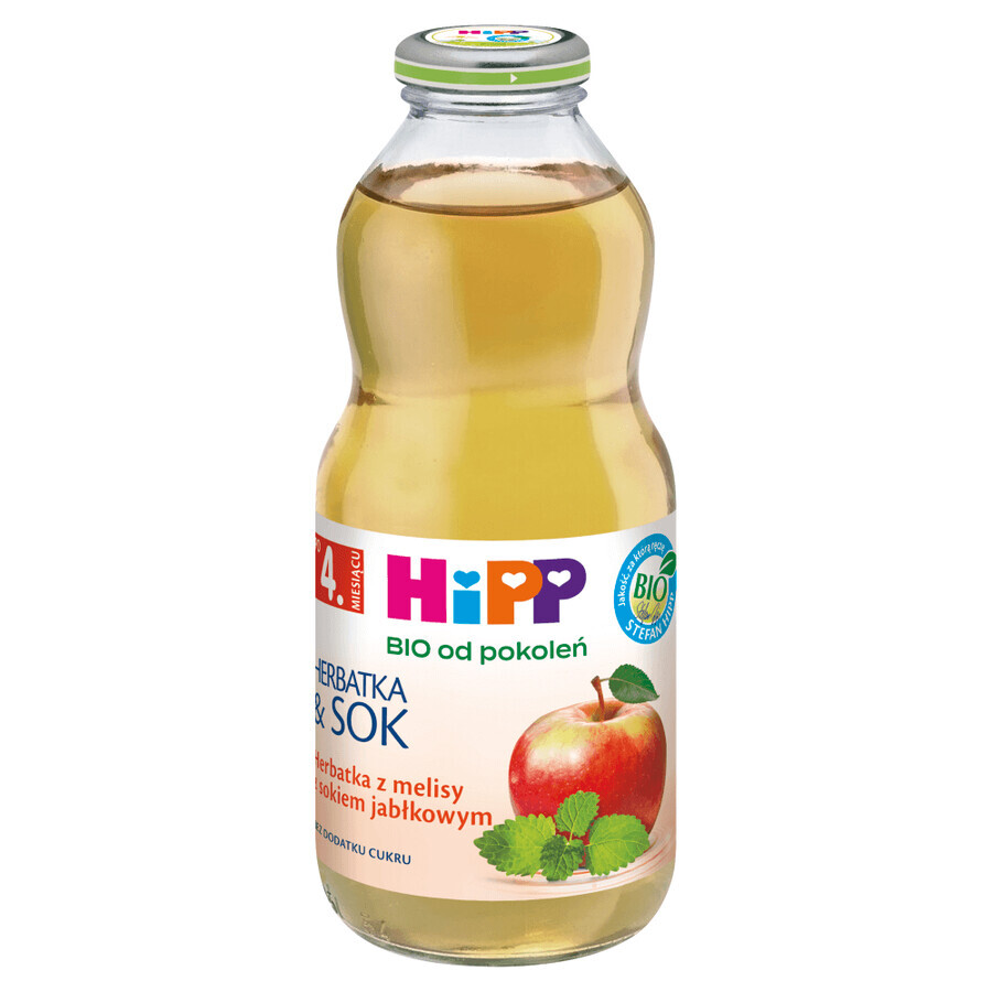 HiPP Tea &amp; Juice Bio, infuso di melissa con succo di mela, dopo 4 mesi, 500 ml