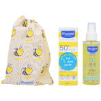 Mustela Sun set, Baby on the go - dry skin, sunscreen milk, SPF 50, 40 ml + massage oil, 100 ml