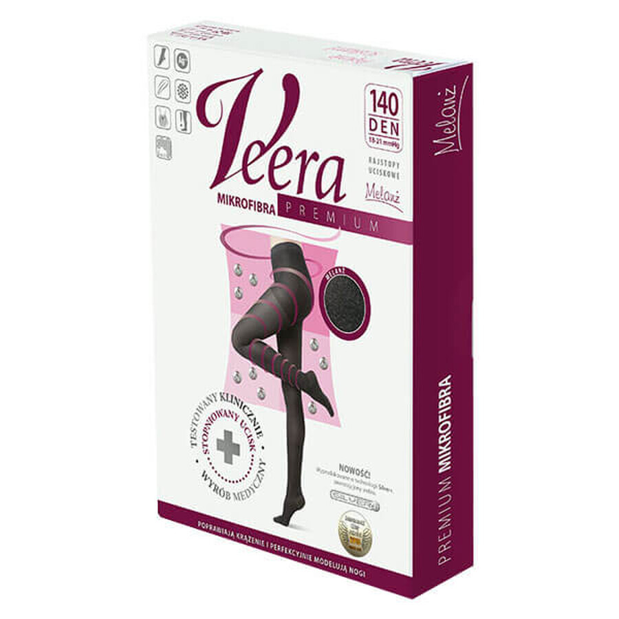 Veera Premium, Collant a compressione in microfibra, 140 den, taglia 5, melange