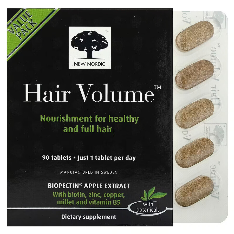 New Nordic Hair Volume, 90 Tabletten + zusätzliche 15 Tabletten