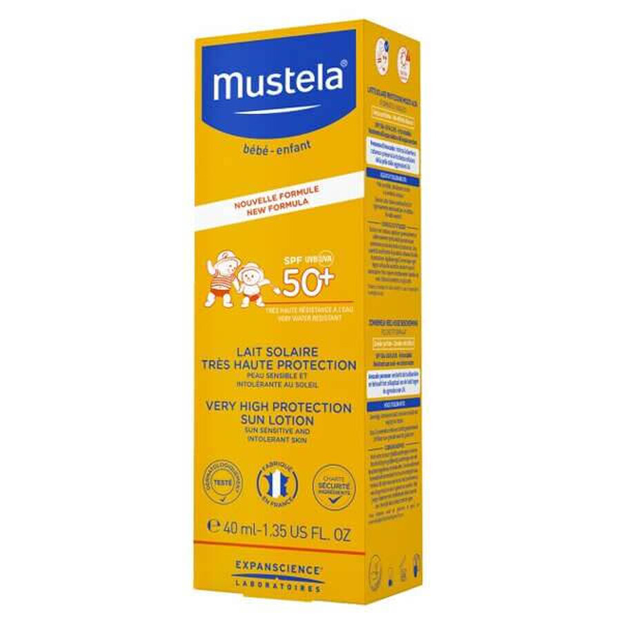 Mustela Sun set, Baby on the go - pelle a tendenza atopica, latte solare, SPF 50, 40 ml + Stelatopia, crema viso, 40 ml