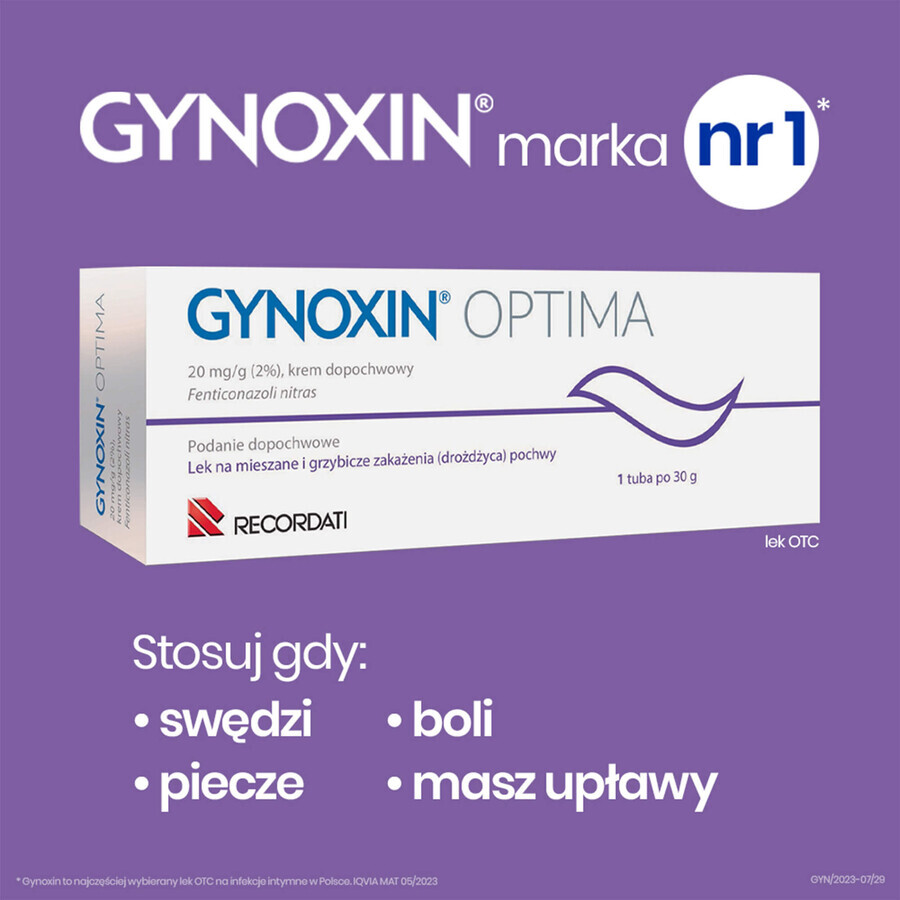 Gynoxin, 20 mg/g (2%), vaginal cream, 30 g