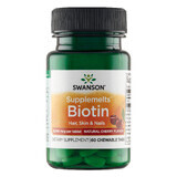 Swanson Biotin Supplemelts, biotina 5000 µg, gusto ciliegia, 60 compresse masticabili