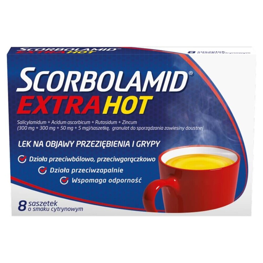 Scorbolamid Extra Hot 300 mg + 300 mg + 50 mg + 5 mg, 8 bustine